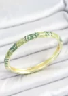 Mineli Pirinç Yeşil Sarmal Desenli Gold Renk Kadın Kelepçe
