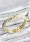 Mineli Pirinç Zirkon Taşlı Bej Desen Motifli Gold Kadın Kelepçe