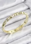Mineli Pirinç Zirkon Taşlı Beyaz Çiçek Motifli Gold Kadın Kelepçe