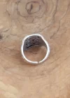 Motifli Gümüş Renk Ayarlanabilir Erkek Yüzük