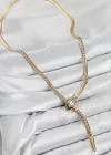 Pirinç Asansörlü Yılan Model Gold Renk Kadın Kolye