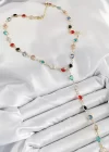 Pirinç Asorti Model Gold Renk Zirkon Taşlı Y Kolye