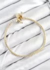 Pirinç Charm Zirkon Taşlı Taç Model Gold Renk Kadın Bileklik