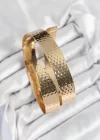 Pirinç Dövme Desenli Gold Renk Kadın Pazu Bileklik