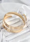 Pirinç Dövme Desenli Gold Renk Kadın Pazu Bileklik