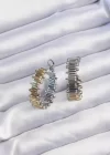 Pirinç Gold Gümüş Renkli Tırtıklı Halka Küpe