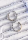 Pirinç Gold Gümüş Renkli Tırtıklı Halka Küpe