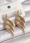 Pirinç Gold Renk 3 Sıra Dalga Model Kadın Küpe