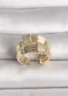 Pirinç Gold Renk Ayarlanabilir Zirkon Taşlı Kadın Yüzük