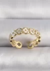Pirinç Gold Renk Beyaz Sedefli Yonca Model Kadın Yüzük