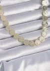 Pirinç Gold Renk Daire Plaka Model Kadın Kolye