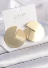 Pirinç Gold Renk Daire Plaka Model Kadın Küpe