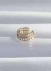 Pirinç Gold Renk İncili Baget Taşlı Earcuff Küpe
