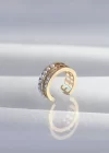 Pirinç Gold Renk İncili Baget Taşlı Earcuff Küpe