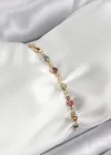Pirinç Gold Renk Karışık Renkli Zirkon Taşlı Kadın Bileklik