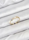 Pirinç Gold Renk Minimal Yonca Detaylı Kadın Yüzük