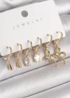 Pirinç Gold Renk Sallantı Zirkon Taşlı Yılan Model Kadın Küpe Seti