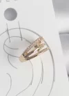 Pirinç Gold Renk Zirkon Taşlı 3Lü Sıralı Model Kadın Kıkırdak Küpe