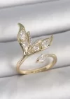 Pirinç Gold Renk Zirkon Taşlı Balık Kuyruğu Model Ayarlanabilir Model Kadın Yüzük