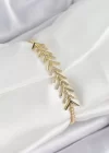 Pirinç Gold Renk Zirkon Taşlı Balık Sırtı Kadın Bileklik
