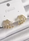 Pirinç Gold Renk Zirkon Taşlı Deniz Kabuğu Model Yıldız Detay Kadın Küpe