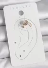 Pirinç Gold Renk Zirkon Taşlı Kadın Kıkırdak Küpe