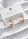 Pirinç Gold Renk Zirkon Taşlı Kadın Küpe