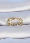 Pirinç Gold Renk Zirkon Taşlı Kadın Yüzük