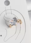 Pirinç Gold Renk Zirkon Taşlı Kalp Model Kadın Kıkırdak Küpe