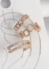 Pirinç Gold Renk Zirkon Taşlı Kare Zincir Model Kadın Kıkırdak Küpe