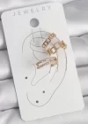 Pirinç Gold Renk Zirkon Taşlı Kare Zincir Model Kadın Kıkırdak Küpe