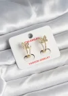 Pirinç Gold Renk Zirkon Taşlı Kelebek Model Kadın Küpe