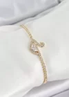 Pirinç Gold Renk Zirkon Taşlı Kuğu Model Kadın Bileklik