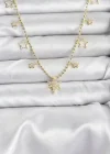 Pirinç Gold Renk Zirkon Taşlı Kutup Yıldızı Model Kadın Kolye
