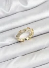 Pirinç Gold Renk Zirkon Taşlı Vintage Kadın Yüzük