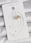 Pirinç Gold Renk Zirkon Taşlı Yaprak Model Kadın Kıkırdak Küpe