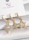 Pirinç Gold Renk Zirkon Taşlı Yıldız Model 3Lü Kadın Kombin Küpe