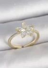 Pirinç Gold Renk Zirkon Taşlı Yıldız Model Ayarlanabilir Kadın Yüzük