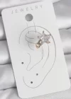 Pirinç Gold Renk Zirkon Taşlı Yıldız Model Kadın Kıkırdak Küpe