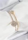 Pirinç Gold Renk Zirkon Taşlı Yonca Model 2li Kadın Bileklik