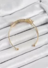Pirinç Gold Renk Zirkon Taşlı Yonca Model 2li Kadın Bileklik