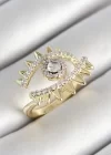 Pirinç Göz Figürlü Zirkon Taşlı Gold Renk Ayarlanabilir Kadın Yüzük