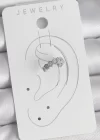 Pirinç Gümüş Renk Bal Peteği Model Zirkon Taşlı Kadın Kıkırdak Küpe