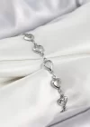 Pirinç Gümüş Renk Kalp Zirkon Taşlı Kadın Bileklik