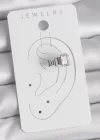 Pirinç Gümüş Renk Kare Zirkon Taşlı Kadın Kıkırdak Model Küpe
