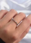 Pirinç Gümüş Renk Karışık Renkli Minimal Sıralı Zirkon Taş Tasarımlı Ayarlanabilir Yüzük