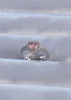 Pirinç Gümüş Renk Pembe Zirkon Taşlı Ayarlanabilir Charm Yüzük