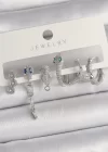 Pirinç Gümüş Renk Sallantı Zirkon Taşlı Yılan Model Kadın Küpe Seti