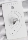Pirinç Gümüş Renk Zirkon Taş Detaylı Kalp Model Kadın Kıkırdak Küpe