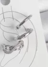 Pirinç Gümüş Renk Zirkon Taşlı 3Lü Model Sonsuzluk Zincir Model Kıkırdak Küpe